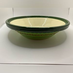 Portugal Ceramic Pie 10” Serving Bowl Dish Green Red Blue